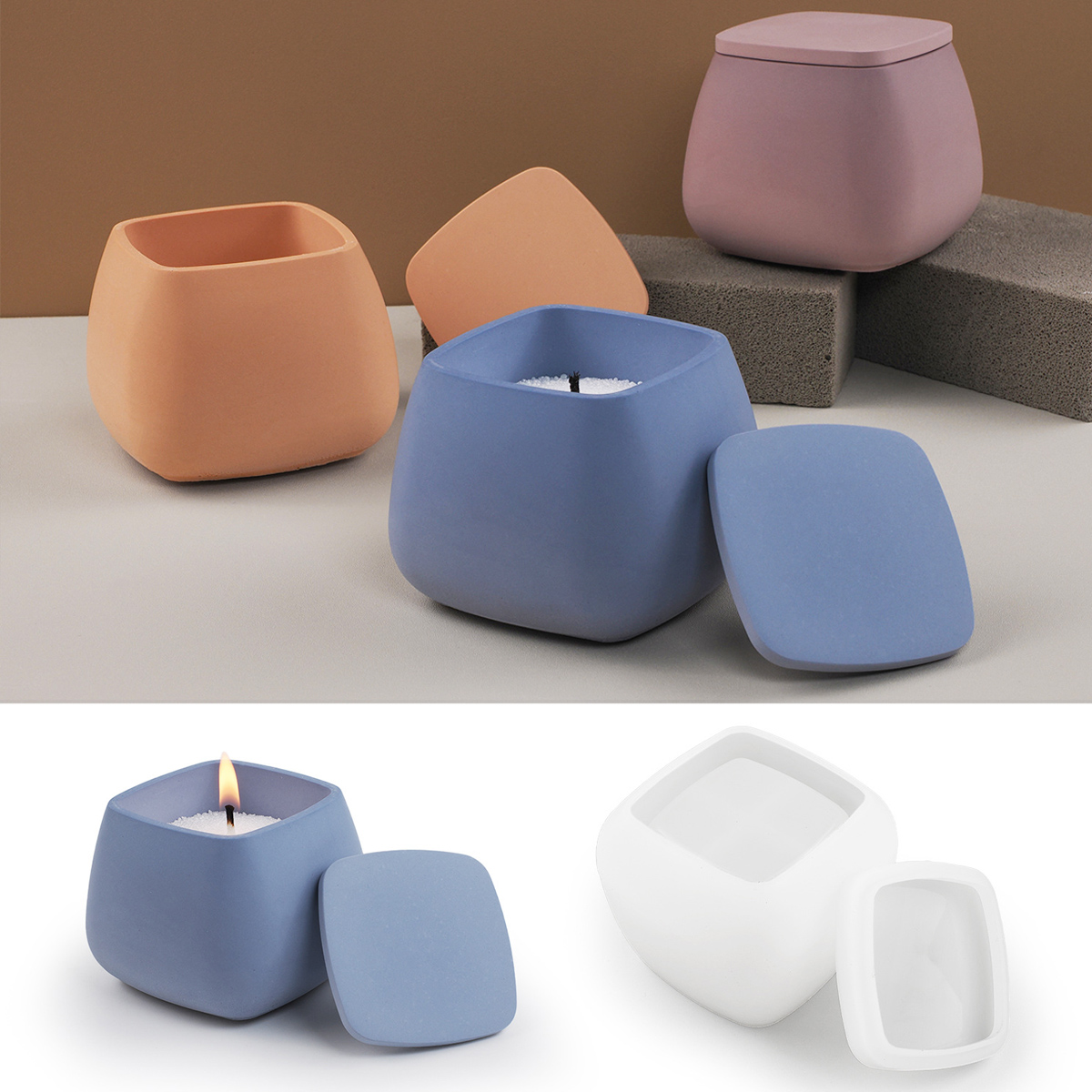 Square Candle Jar Silicone Mol - đánh giá và giá Resin Art Case