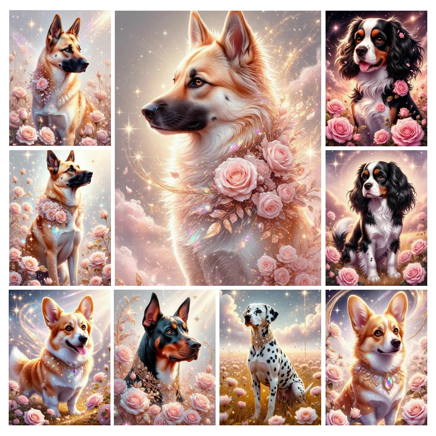 Cute Dog and Flower Diamond Pa - đánh giá và giá Resin Art Rose